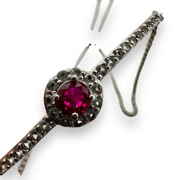 RUBY Sterling Silver Dainty Chain Pull Bracelet 925 Signed PAJ HDO Adjustable - Picture 4 of 5